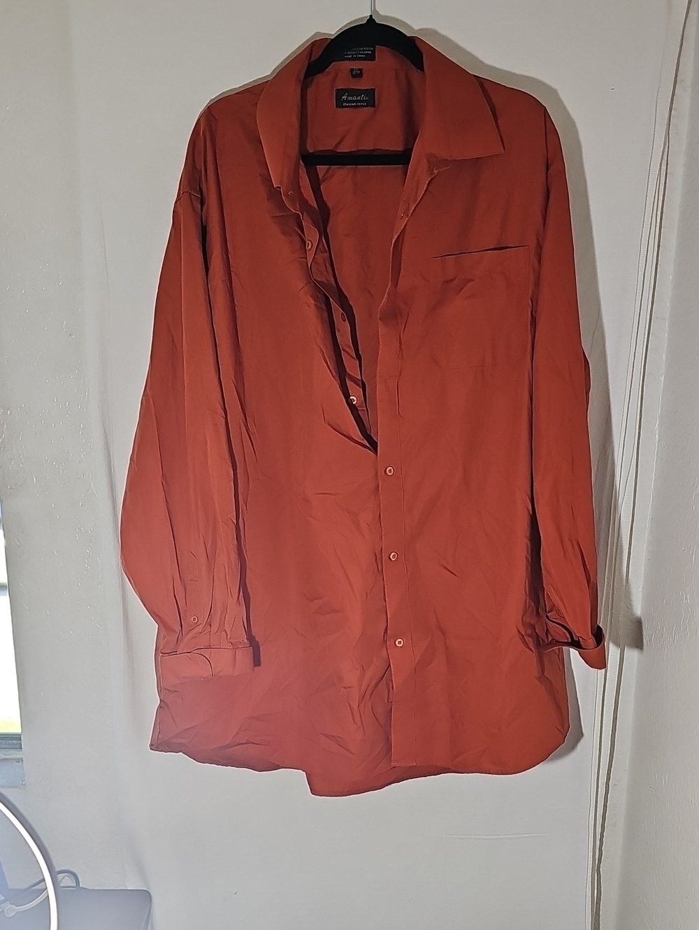 Mens Relaxed Button-Down Shirt in Rust